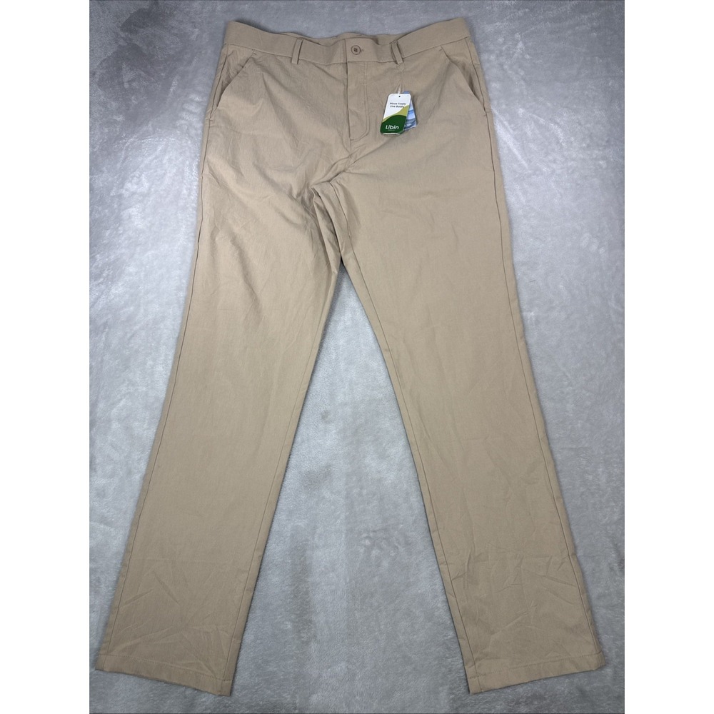 Libin Mens Golf Pants Khaki Waterproof UPF 50+ Performance Trousers NEW 38X34